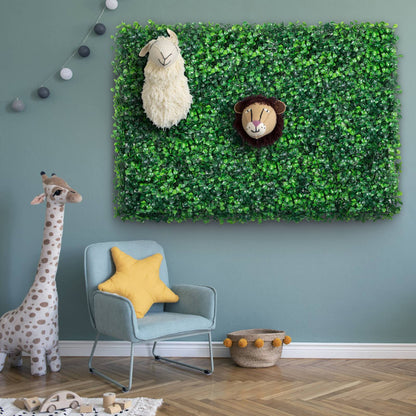 SucceBuy Artificial Boxwood Panel  24pcs 20x20/24x16 in Boxwood Hedge Wall Panels Artificial Grass Backdrop Wall Green Grass