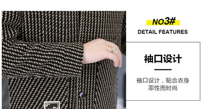 Korean Fashion Woolen Jacket for Men 2023 Winter Plaid Casual Business Trench Coat Slim Social Office Street Wear Short Overcoat