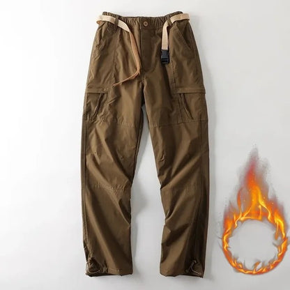 Calça Cargo de Ferramentas com Forro de Lã Grosso Impermeável para Homens e Mulheres, Inverno, Exterior, com Vários Bolsos, Solta, Reta, Macacão, Calça Comprida