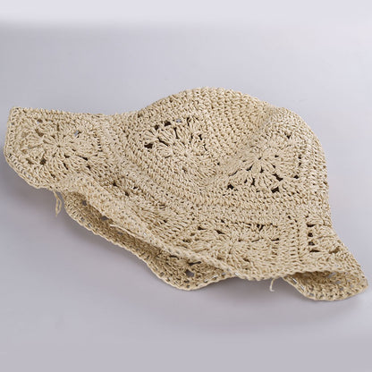 Womens Straw Hats crochet hat bucket hat  UV Protection Sun Visor Beach Hats Women Visors Foldable Female Women Summer Sun hat