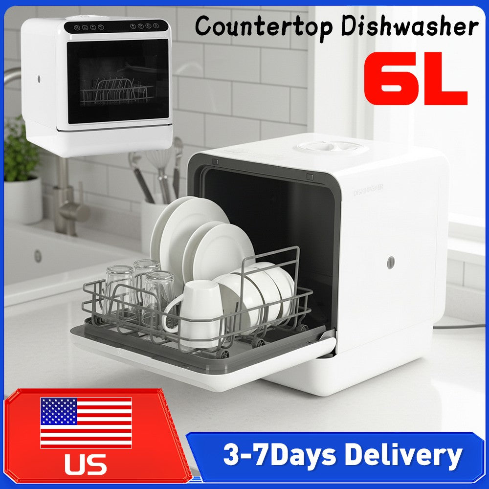 Mini Dishwasher with 6L Built-in Water Tank Automatic Dishwasher No Hookup Needed High-Temp& Air-Dry Function for Apartments