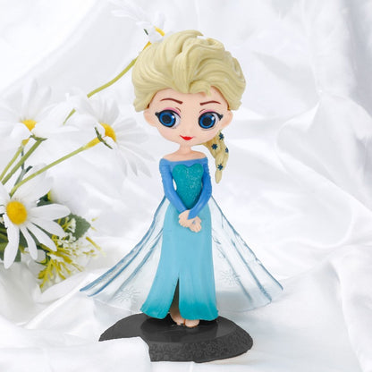 Miniso 14cm Princesas Q Posket Bonecas Elsa Anna Mulan Tinker Bell Elsa Aladdin kawaii Brinquedo para Bolo Decoração Modelo menina presente