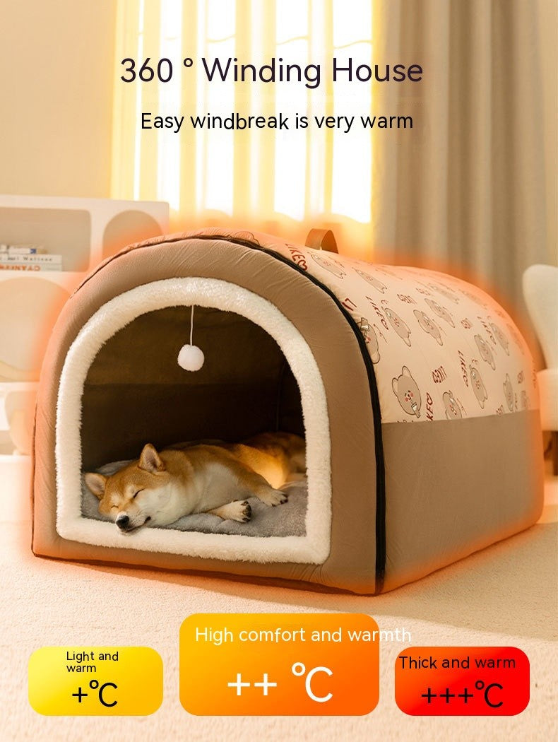 Cama de Cachorro Grande Ninho de Inverno Quente Casa de Cachorro Removível e Lavável Tipo Casa de Cachorro Grande Sazonal Suprimentos para Dormir de Animais de Estimação, Ninho de Gato