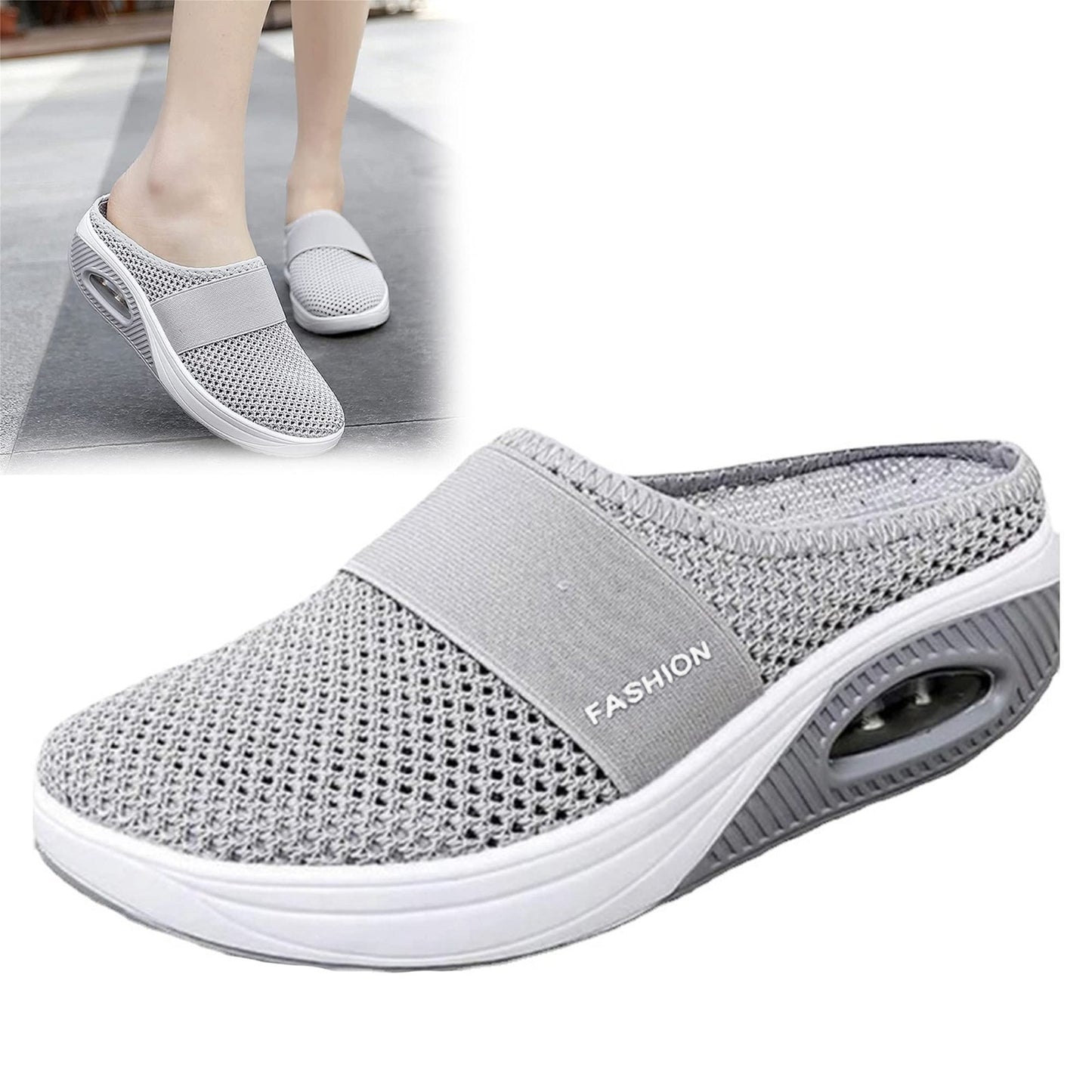Slip-On Women'S Walking Sandals,Breathable Mesh Casual Shoes Breathable With Arch Support Knit Shoes Thickened Soft Sole