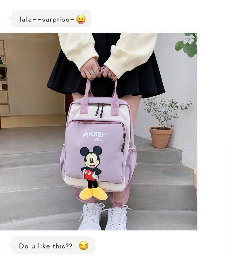 Disney Mickey Mouse Backpack for Kids Cute Cartoon Fashionable Backpack for Students Travel Bag Birthday Gift for Children