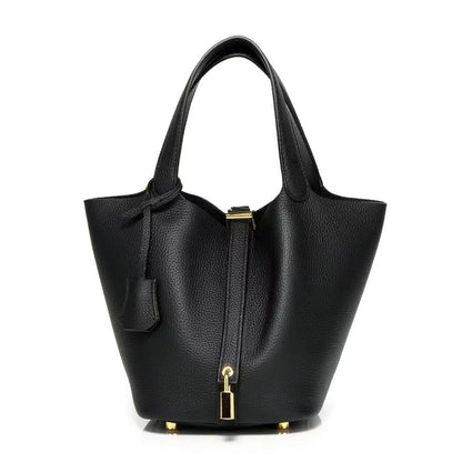 New Leather Luxury Handbag, High-end Soft Leather Bucket Bag, Cowhide Portable Gift Bag, Commuting Versatile Women's Bag
