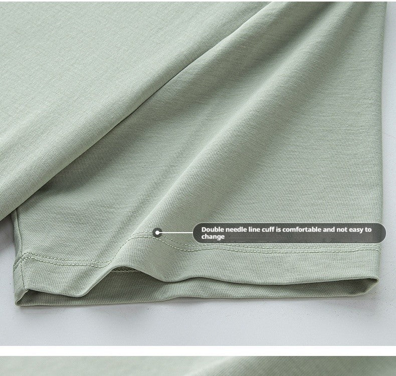 64% Cotton 25% Bamboo Fiber Cool T Shirt Men Short Sleeve Summer Tops For Men Round Neck Skin Friendly Solid Color Male Clothes