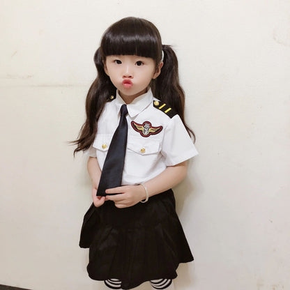 2025osplay Costumes pour enfants, uniforme de pilote d'avion, vêtements de classe de profession