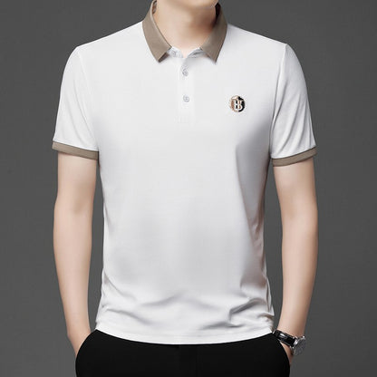 2024 Men's New Embroidered Cotton Business Leisure Short Sleeved POLO Shirt Fashion Short Sleeved Comfortable and Breathable Top