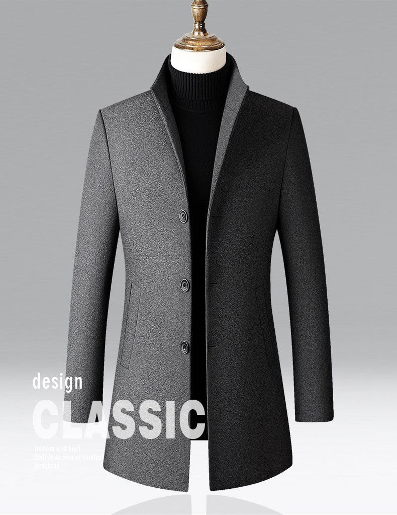 Winter Jacket Men Wool Pea Coat Oversized Overcoat Solid Business Casual Coat Men's Clothing Woollen Coats 4XL AF2011