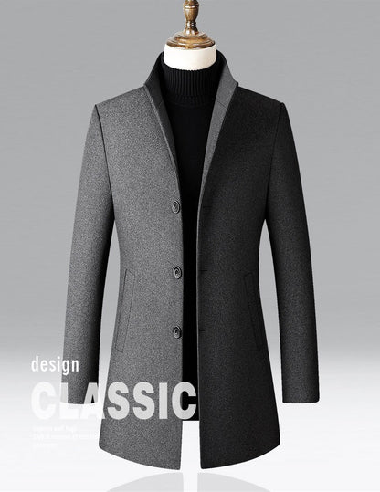 Winter Jacket Men Wool Pea Coat Oversized Overcoat Solid Business Casual Coat Men's Clothing Woollen Coats 4XL AF2011
