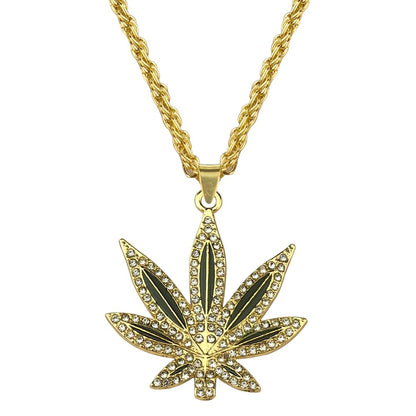 Colar Amuleto Erva Daninha da Moda para Mulheres Homens Colar Folha de Bordo Hip Hop Correntes Pingente Joias Presente Atacado Collares