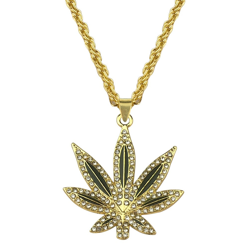 Colar Amuleto Erva Daninha da Moda para Mulheres Homens Colar Folha de Bordo Hip Hop Correntes Pingente Joias Presente Atacado Collares
