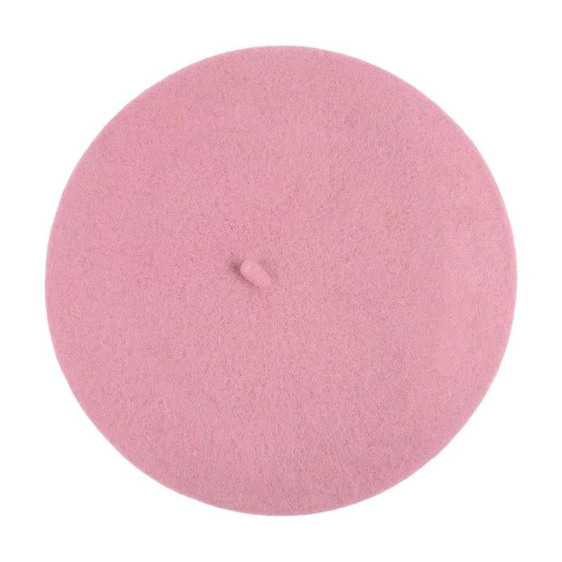 Boina de lã sintética quente de inverno feminina meninas artista francesa gorro chapéu vermelho preto roxo bege laranja Kawaii bonés de topo plano aquecedores