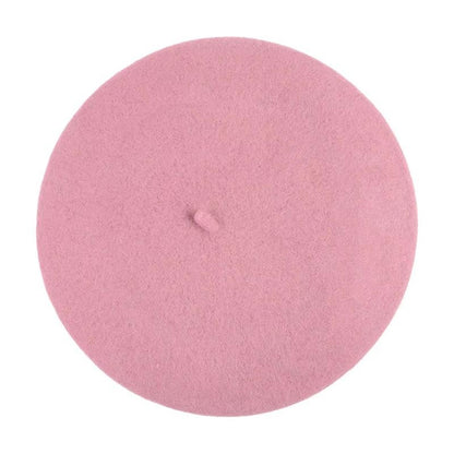 Boina de lã sintética quente de inverno feminina meninas artista francesa gorro chapéu vermelho preto roxo bege laranja Kawaii bonés de topo plano aquecedores