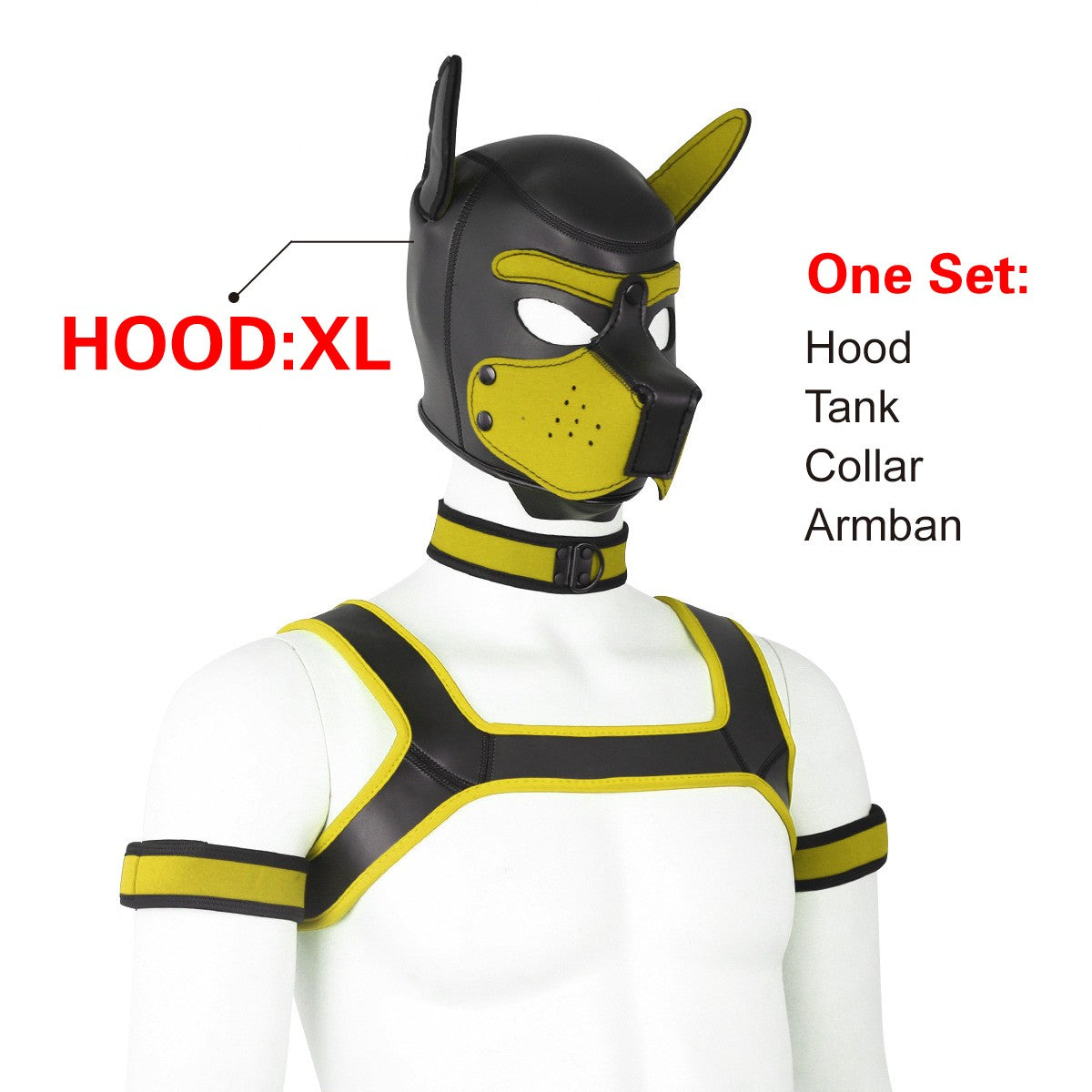 Yellow Neoprene dog headgear vest collar armband costume party costume mask cosplay Halloween gift Christmas gif