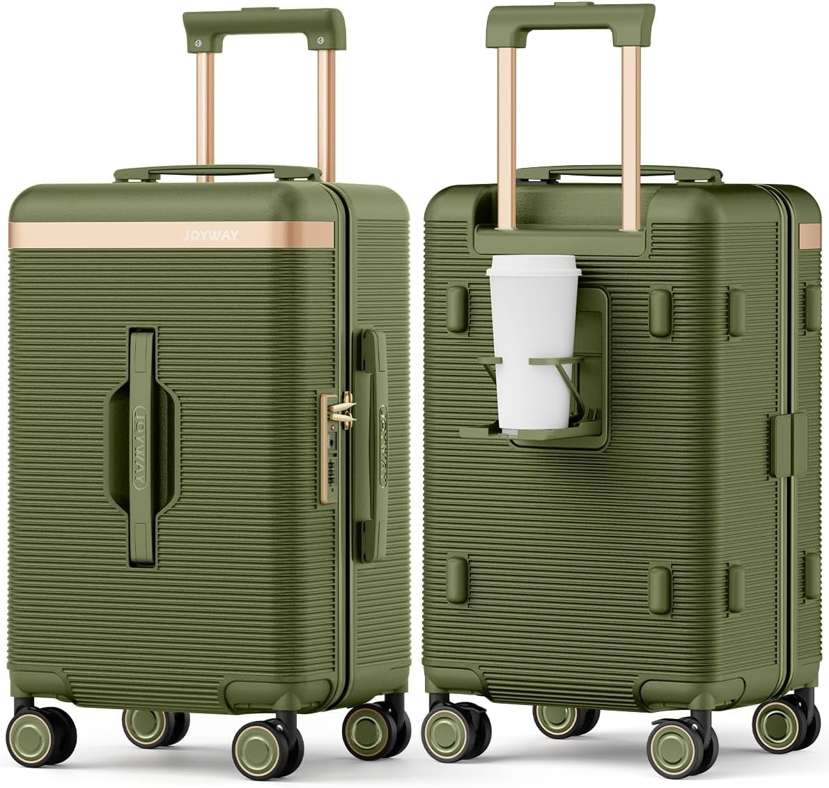Mala de Viagem Curta Joyway 22 polegadas Leve, Fina e Durável com Porta-Copos, Cadeado TSA, Rodas Giratórias
