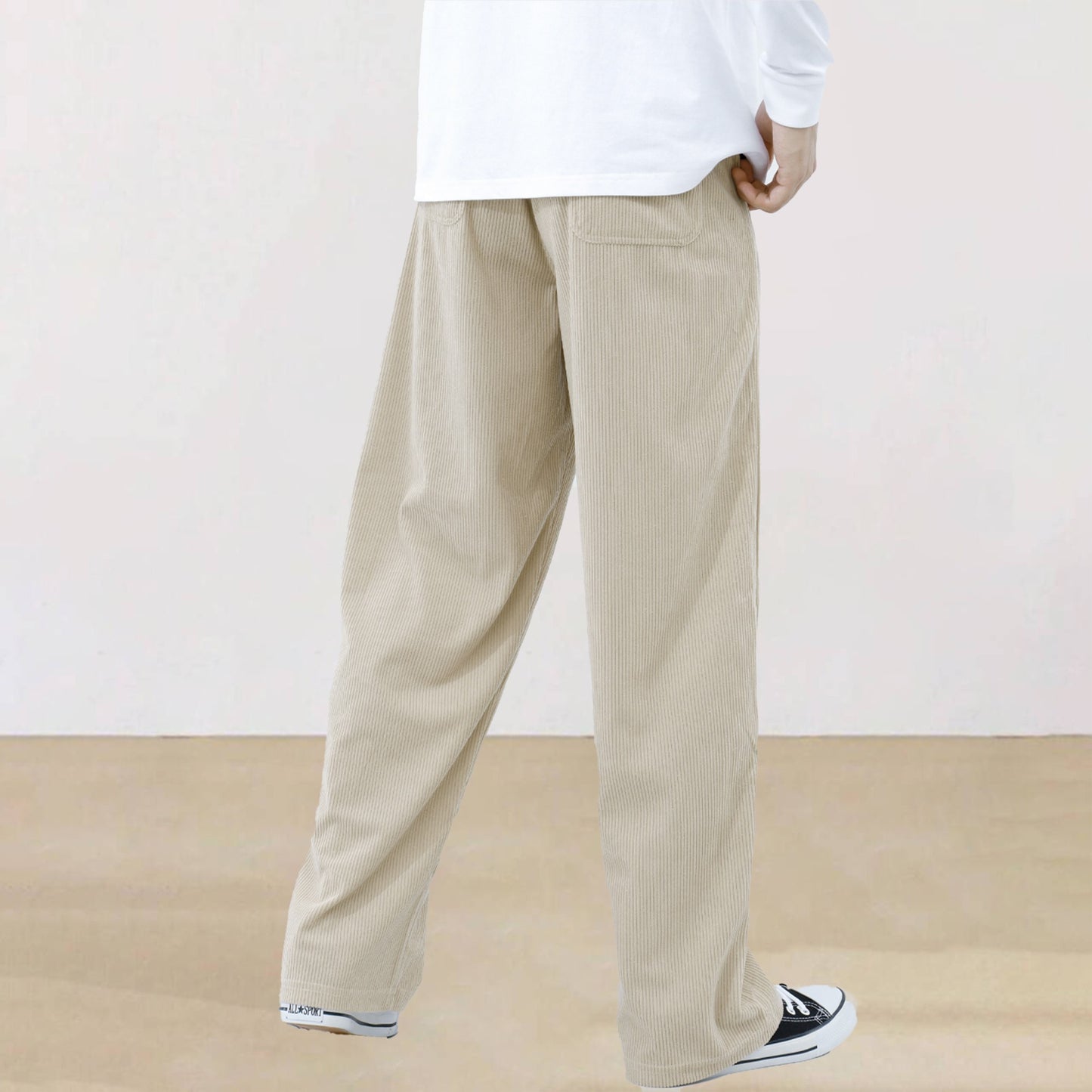 Mens Corduroy Joggers Pants Casual Cargo Pants Drawstring Elastic Waist Baggy Tapered Sweatpants with Pockets Outdoor Sweatpants