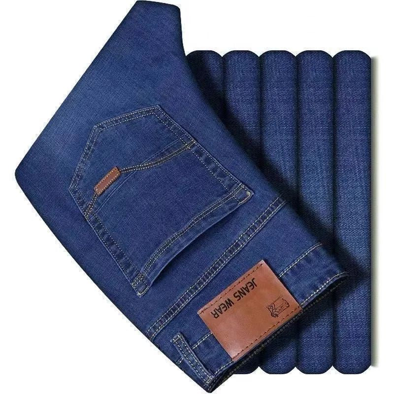 2025 NOVOS Jeans Masculinos da Moda Business Estilo Clássico Casual Elástico Slim Calça Jeans Marca Masculina Calças Jeans Preto Azul