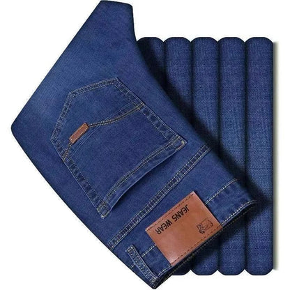 2025 NOVOS Jeans Masculinos da Moda Business Estilo Clássico Casual Elástico Slim Calça Jeans Marca Masculina Calças Jeans Preto Azul