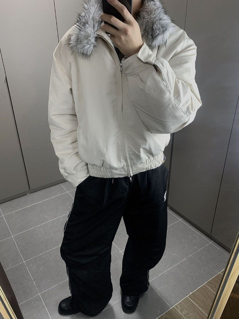 2025 Winter New Fashion Mountain Carving Imitation Wolf Fur Coat Men and Women Y2K Harajuku Hip-hop Pop Bomber Jacket Cleanfit