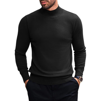 Animal Game Men's Turtleneck Pullover Winter Knit Sweaters Business Jumper Stretch Stand Collar Work Jumper Woolen Cold Blouse