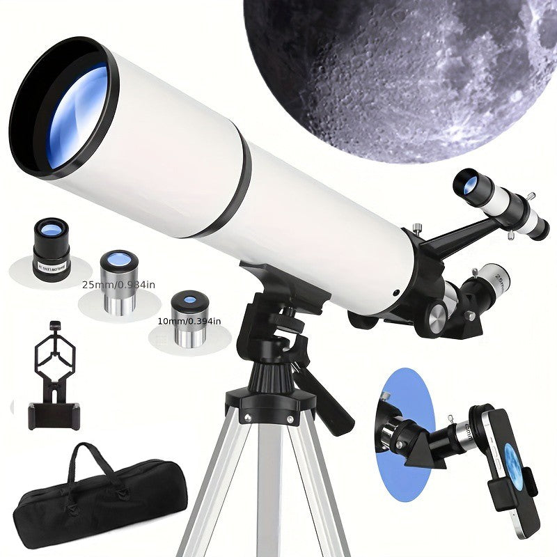 Telescópio Astronômico Profissional BORWOLF 80600 180X Monocular 80MM de Grande Abertura para Observação de Estrelas, Pássaros, Lua e Nebulosas