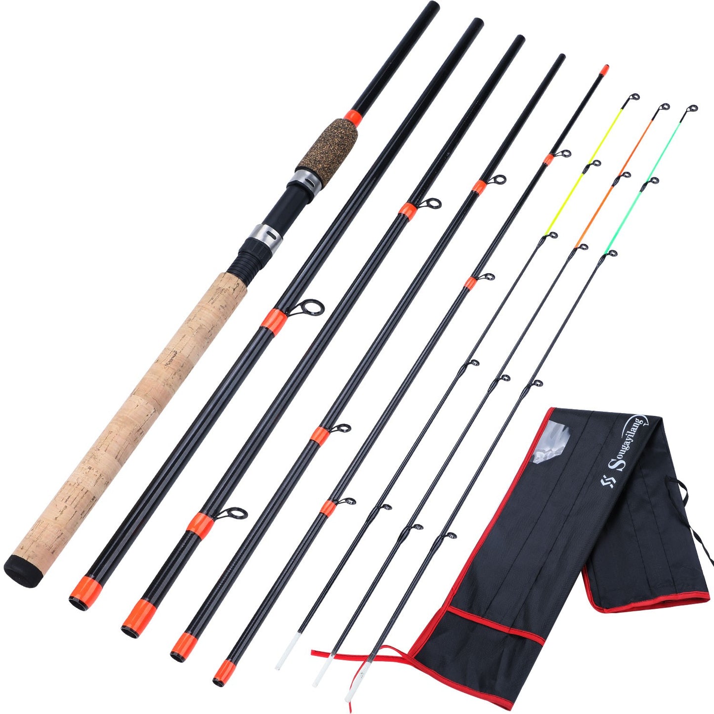 Varas de pesca Sougayilang Feeder ultraleves de fibra de carbono para pesca de carpa com tração máxima de 15 kg com potência L M H para pesca de robalos, carpas e trutas