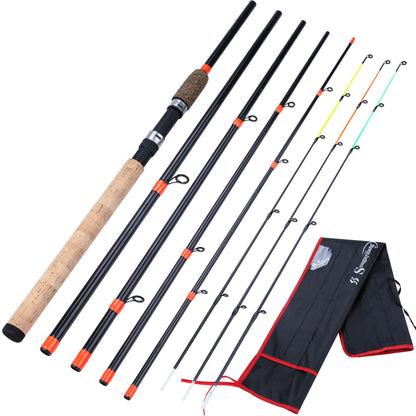 Varas de pesca Sougayilang Feeder ultraleves de fibra de carbono para pesca de carpa com tração máxima de 15 kg com potência L M H para pesca de robalos, carpas e trutas