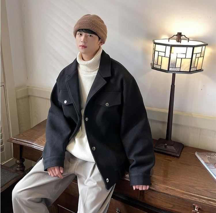 Men's Plus Size Winter Coat 3XL 5XL 300lbs Heavy Thick Wool Blend Trench Coat Vintage British Style Casual Pilot Jacket