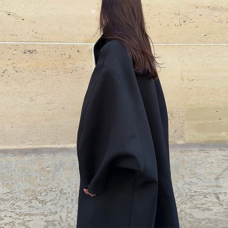 Fashion Loose Women's Trench Coat Stand Collar Batwing Sleeve Oversized Long Coats 2025 New Autumn Casual Street Chic Outwear
