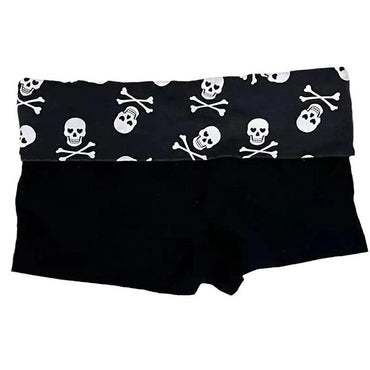 Summer Dark Skull Printing Shorts Casual Fashion Y2K Sexy Slim Versatile Streetwear Low Waist Solid Color American Women Clothes