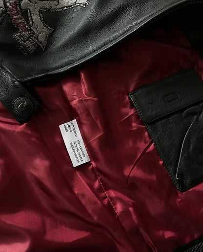 Affliction Jackets New Hip Hop Skull Embroidery Harajuku Fashion Pu Leather Men Jacket Long Sleeve Zipper Jacket Coat Streetwear