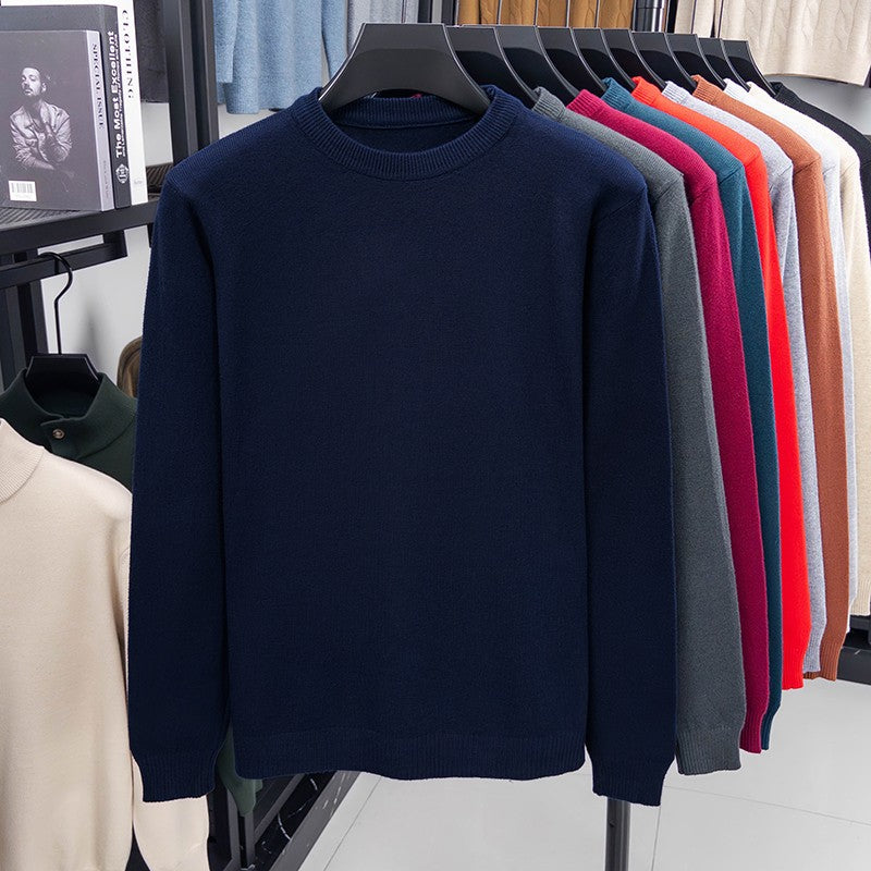 2025 New Men's Casual Sweater Round Neck Long Sleeve Knitted Sweater Diamond Pattern Fashion Versatile Top