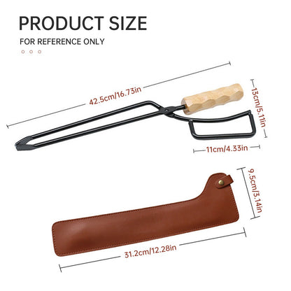 Fire Tong Charcoal Clip Metal Wooden Barbecue FireTongs Heat-resistant Carbon Picking Clip Outdoor Picnic Fireplace Clamp