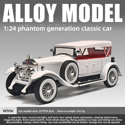 Simulação 1:24 Phantom Vintage Car Liga Modelo de Carro Coleção Enfeites Luz de Som Puxar para Trás Menino Presente Miniatura de Luz de Som