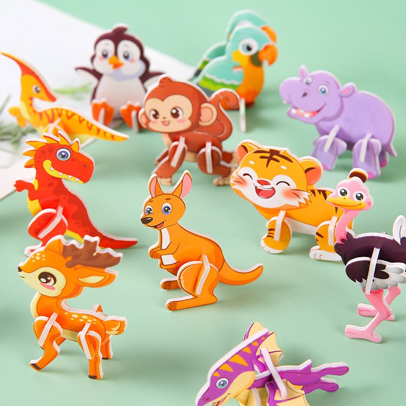 30pcs 3D Cartoon Puzzle Animal Airplane Educational Puzzle Toys for Kids Birthday Party Favors Classroom Rewards Gift Bag Filler