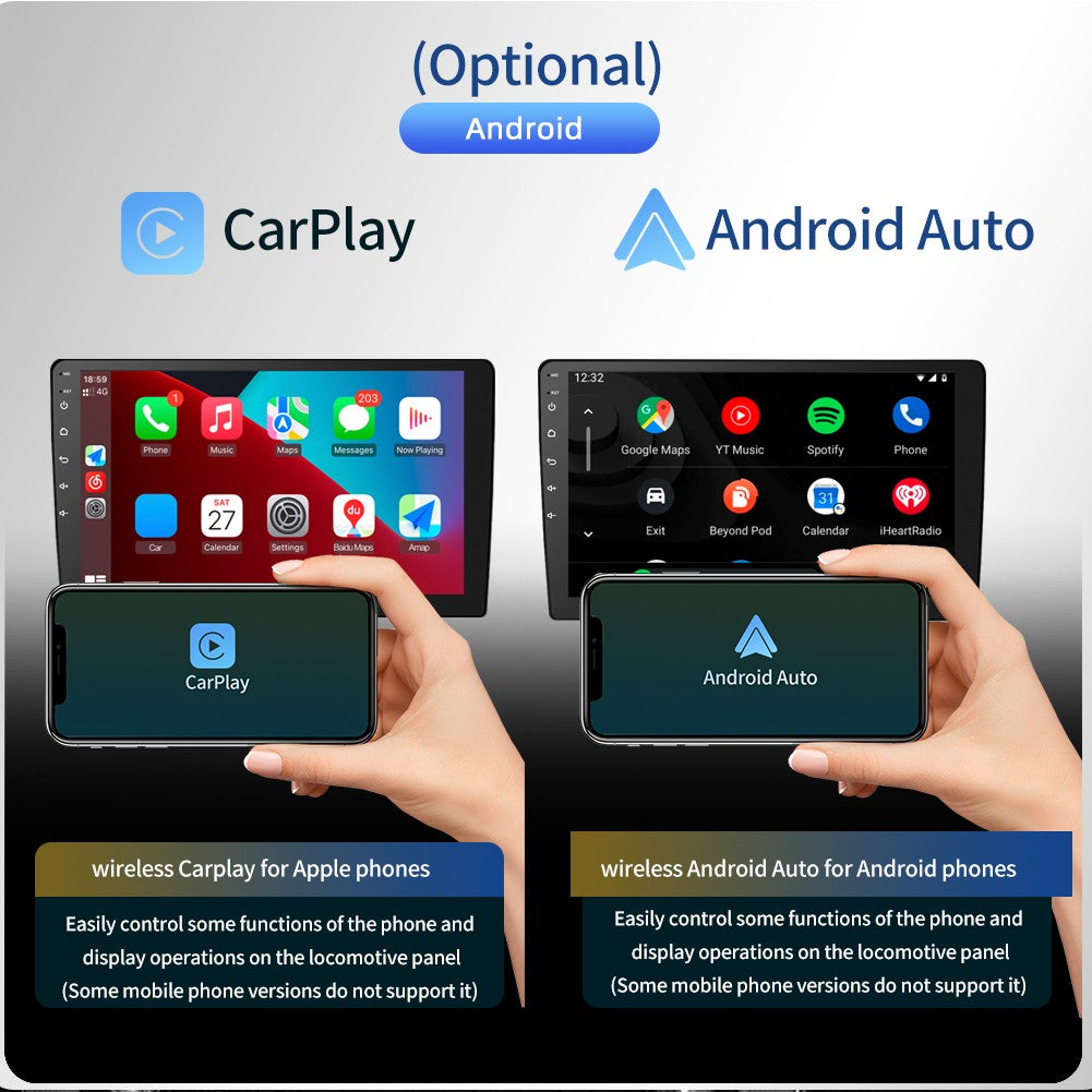 Central Multimídia Automotiva Android 13 de 10,1 polegadas com Tela Dupla 2 DIN, Bluetooth, GPS, Wifi, Reprodutor MP5, 1+16GB com CARPLAY Automático e CarPlay Sem Fio