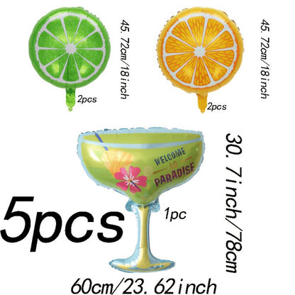 Tropical Balloon Hawaiian Balloons Fruit Watermelon Strawberry Orange Fruit Foil Balloon Birthday Party Pool Party Decorations