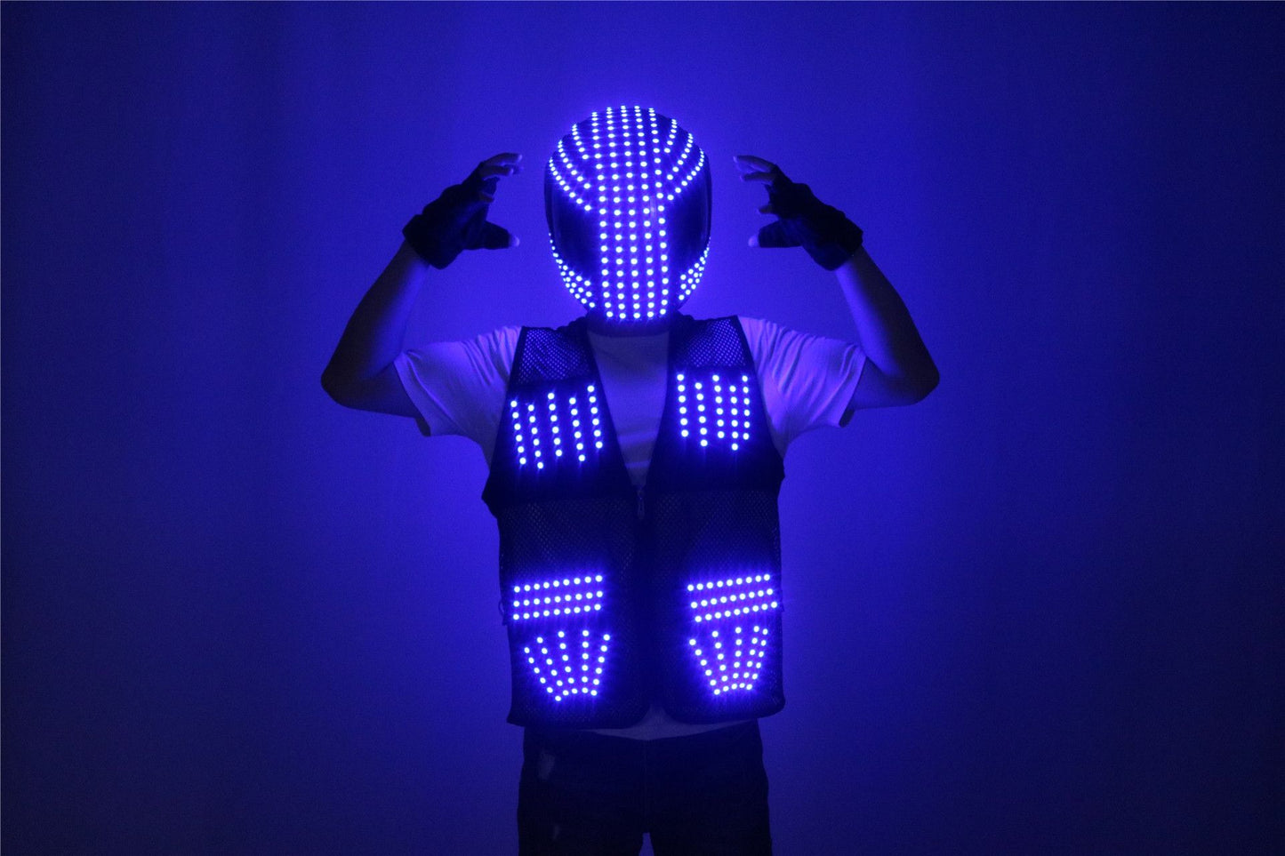 LED Robot Suit Stage Dance Costumes, Light Up Jacket, Strobe Luminous Clothing, Christmas and Halloween Party