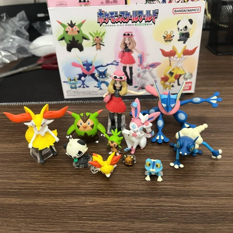 Bonecos Bandai Pokémon Scale World Região Kalos - Serena, Chespin, Quilladin, Greninja, Braixen, Pancham Brinquedo Colecionável de Presente