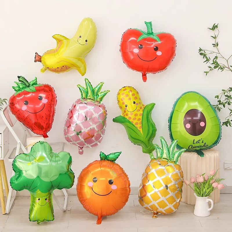 Hawaiian Fruit Balloons Tropical Luau Pineapple Strawberry Avocado Foil Balloon Summer Birthday Pool Party Decor Beach Supplies