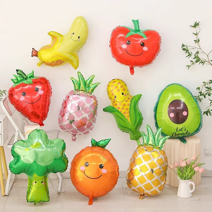 Hawaiian Fruit Balloons Tropical Luau Pineapple Strawberry Avocado Foil Balloon Summer Birthday Pool Party Decor Beach Supplies