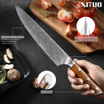 XITUO Damascus Aço Faca de Cozinha Conjunto 1-8 Pçs Faca Profissional Japonesa Faca de Chef Afiada Faca Santoku Faca de Corte Faca de Utilitário Faca de Trinchar