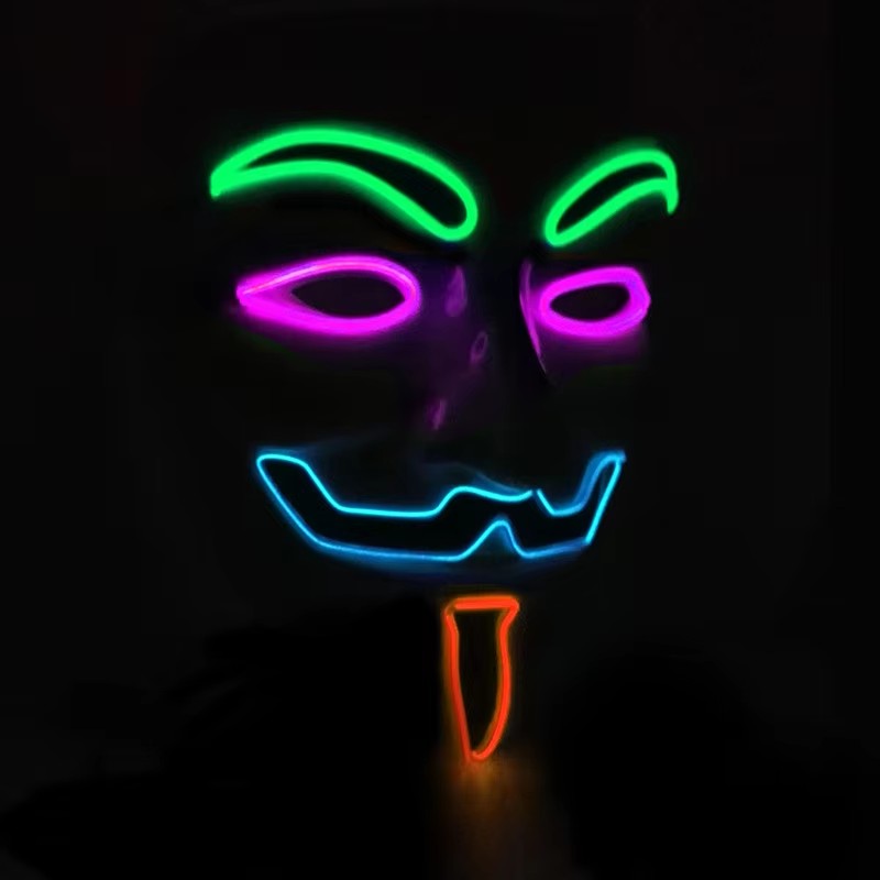 Halloween LED Vendetta Mask Night Club Carnival Party Festival Decoration Cosplay Vendetta Guy Fawkes Mascara Glowing V Mask