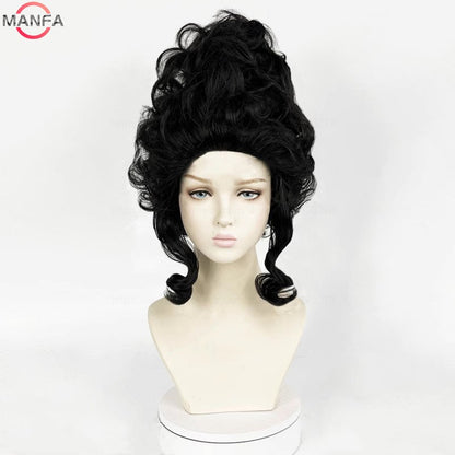Perucas de Cosplay Maria Antonieta Princesa Médio Encaracolado Resistente ao Calor Peruca de Cabelo Sintético + Touca de Peruca