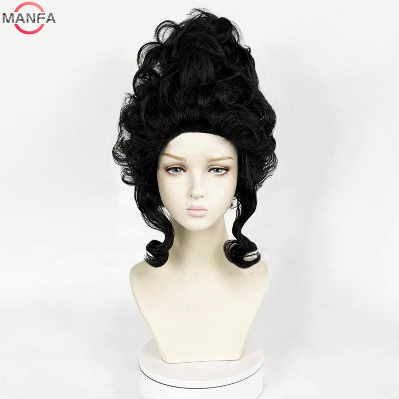 Perucas de Cosplay Maria Antonieta Princesa Médio Encaracolado Resistente ao Calor Peruca de Cabelo Sintético + Touca de Peruca