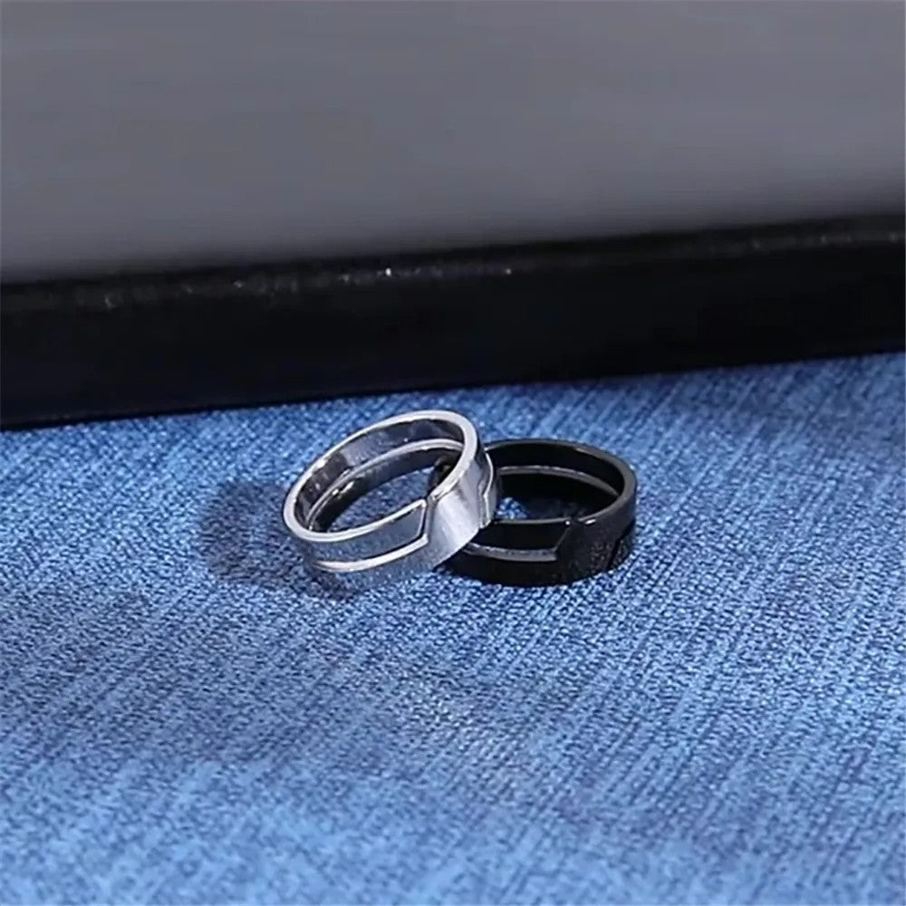 Anel de Casal em Aço Inoxidável Simples Moderno para Homens e Mulheres Anéis Casuais de Dedo Joias Presente de Noivado Aniversário