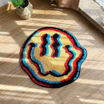 Trippy Smiling Rug - Unique Tufted Design | Ideal Friend Gift | Geeky Bedroom Rug | Home Decor with TPR Non-Slip Backing