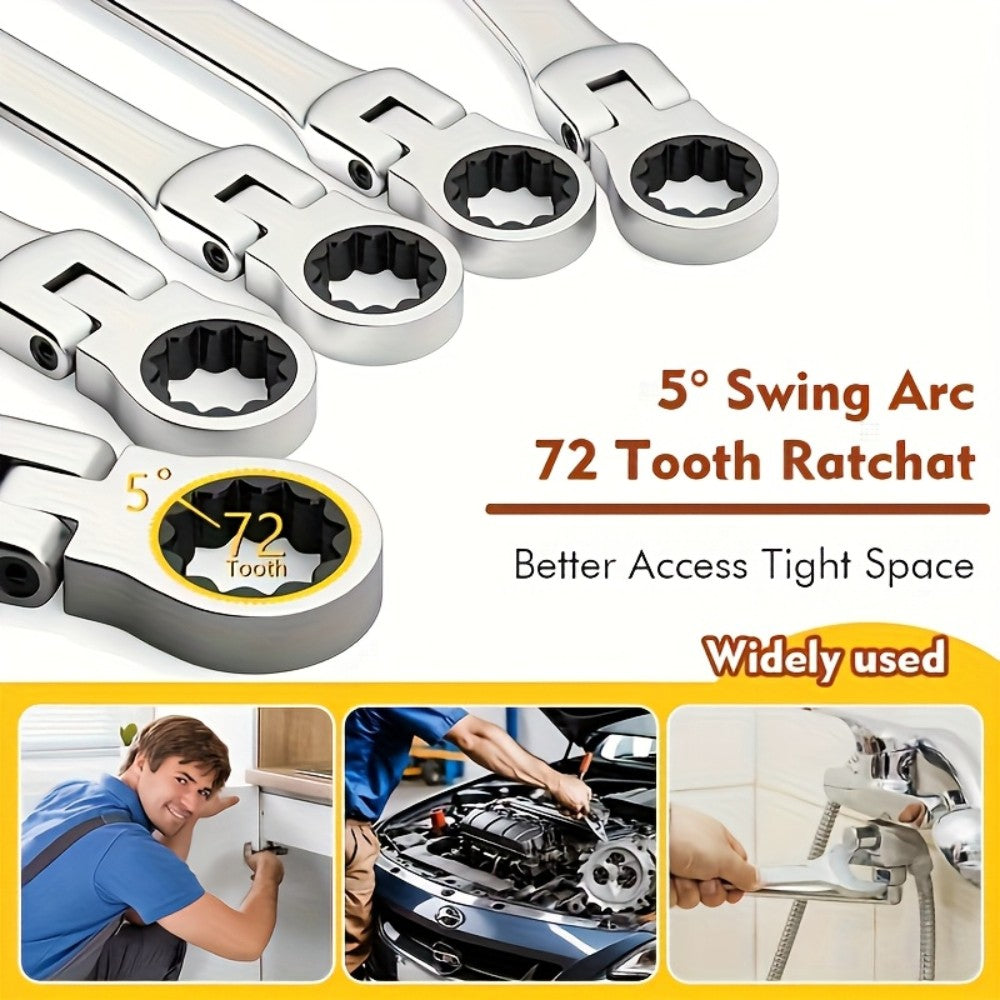 1 Chave Catraca de 72 Dentes, Aço Cromo-Vanádio, Torque Ajustável para Uso Automotivo e Pesado